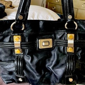 Black tote bag w/gold & silver hardware